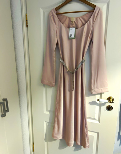Damen midikleid rosa satin - damen,