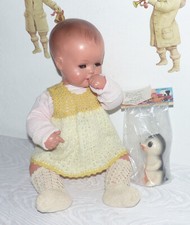 Schildkröt Puppe Strampelchen 50 cm 60er Jahre und Quietschefigur Maulwurf