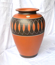 Eiwa Keramik ROM 50er 60er vintage Vase 35cm Ritzdekor geometrisch Mid Century