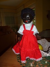 alte celluloid puppe dunkelhäutig 36cm ca. 50er jahren VEB Biggi Waltershausen