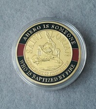 Medaille Heiliger Florian Schutzpatron Feuerwehr Mann Feuer Sankt St. Gold Münze