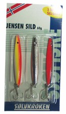 SOLVKROKEN Jensen Sild 3-er-Pack, Blinker, von 25g - 60g Pilker-Set Meerforelle