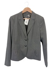 JAKES Blazer Damen Gr. 40 M Grau Business Strukturmuster Langarm