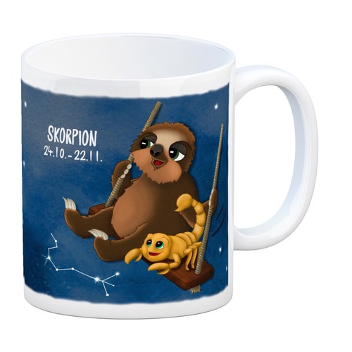 Kaffeebecher mit faultier - kaffeebecher,