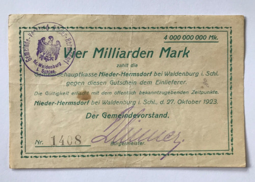 Notgeld nieder hermsdorf bei - nieder-hermsdorf,