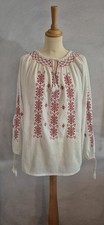 Boho Bluse Rote Stickerei size L Folk 70er/80er Hippie Vintage 100% Baumwolle