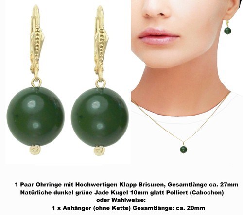 Natur jade kugel 10mm - natur, ohrringe