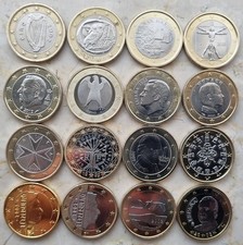 16  Х  1 Euro 1999- 2023 Verschidene Länder, UNC,PROOF,STGL, VERGOLDETE, SELTEN