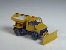 (DÄH) Wiking Unimog Winterdienst mit Schneepflug senfgelb