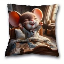 MODERN Kissen 45 cm Deko Geschenk Maus Landhaus Cottage Wecker Bett Kuscheldecke