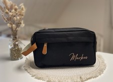 Schwarze Kultur-/Kosmetiktasche personalisiert, Geschenk