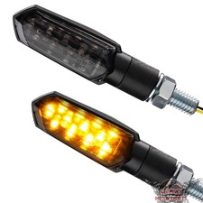 LED Motorrad Mini Blinker Blinkleuchten schwarz getönt e-geprüft universal 12V 
