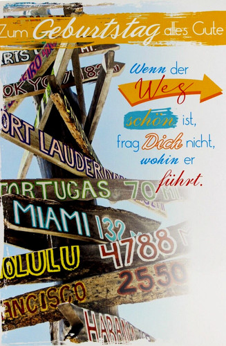 Geburtstagskarte wegweiser - geburtstagskarte,