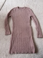 ? SheIn Strickkleid Zopfpulli Long Pulli Zopfmuster Altrosa M 38 NEU