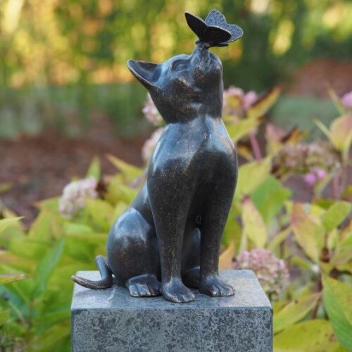Bronzefigur katze mit - katze,