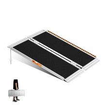 gardhom Rollstuhlrampe 92CM, Max. 362KG Ladekapazität Anti-Rutsch Alu