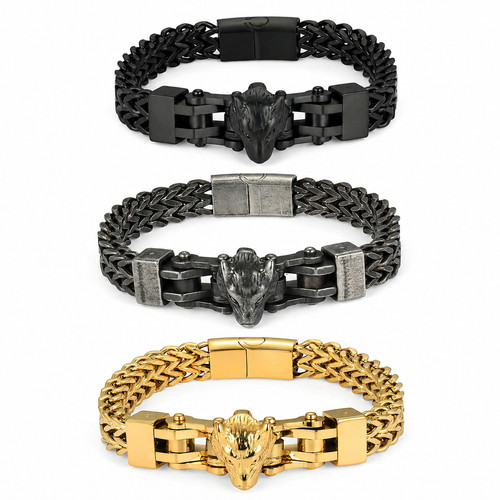 Herren armband wolf - herren, edelstahl