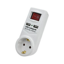 Zwischenstecker mit 2x USB 1x Steckdose mit Schalter Adapter Zwischensteckdose