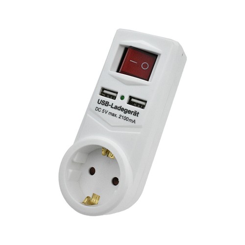 Zwischenstecker mit usb - mit, 2x