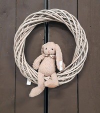 Rattankranz Natur Grau-Weiß -