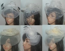 Fascinator Headpiece Brautschmuck Feder Feather Haarkamm creme Kamm Clip