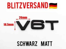 V6T Emblem Aufkleber Logo 3D metall V6 Emble Heck Auto Kfz Motorrad Schwarz Matt