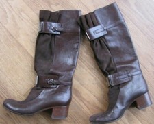 GAETANO NAVARRA Damenstiefel Stiefel Leder Braun weiter Schaft  Größe 40