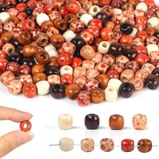 300 Holzperlen mit großem Loch - Bunte DIY Perlen für Armbänder & Halsketten