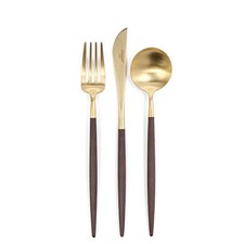Cutipol GOA Braun Matt Gold 3-teiliges Dessert Set (Messer Gabel Löffel) Japan