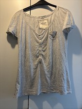 Abercrombie & Fitch L New York T Shirt Knopfleiste Grau Durchsichtig Elch Edel 