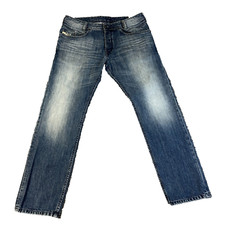 Diesel Herren Jeans Slim Tapered Fit Hellblau Waschung Button Fly Iakop W34 L30