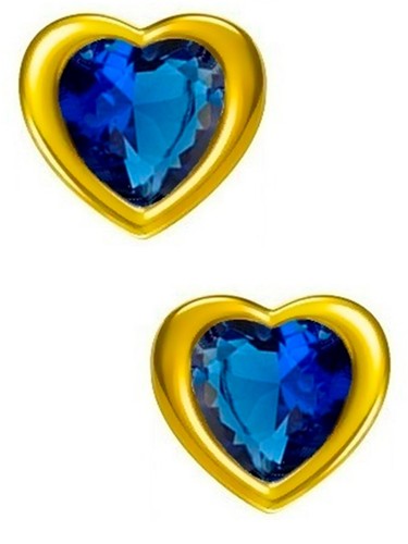 Ohrringe gold herz saphir - gold,