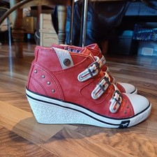 Damen Schuhe Mustangs  Keilabsatz Rot Weiss 39 Freizeit Schuhe Business Schuhe