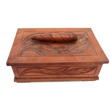 Zigarrenkiste Holz braun Tabak Schatulle 22 cm Holzkiste Deckeldose Wooden Box