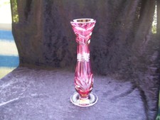 Vintage Kristall Vase von Joska transparent mit rosa Überfang 18,5 cm