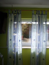 2x Vorhang blau Streifen 200 x 90 cm Gardinen