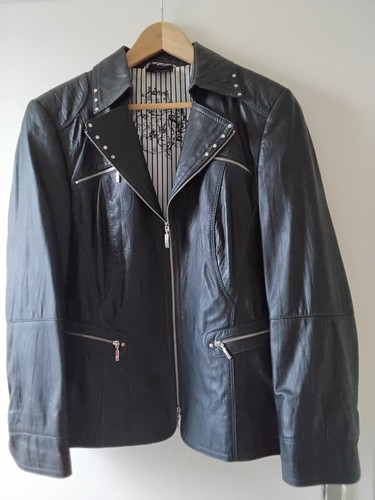 Damen schwarze lederjacke von - damen,