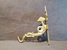Alter Messing Haken Wandhaken Kleiderhaken Fisch Schlange Drache