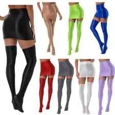 DE Frauen Glänzend Hoch oben Mini Paket Hip Rock mit Oberschenkel hohe Strümpfe