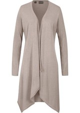 Strickjacke mit Zipfelsaum Gr. 36/38 Naturstein Silber Damen Strick-Jacke Neu