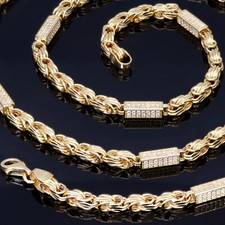 Bling Bling Königskette 585 14K Echt Gold Weissen Zirkonia 60cm 3,5mm NEUWERTIG