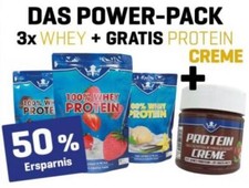 Power Pack - 3x 100% Whey Protein + Gratis Protein Creme Nuss Nugat 200g