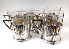 6 WMF Jugendstil Teegläser mit Original Einsätzen um 1900