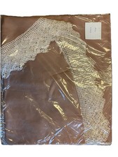 Tischdecke braun mit Spitze Baumwolle 130cm rund 