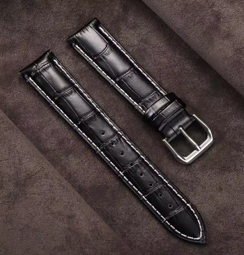 Schwarzes leder uhrenarmband - schwarzes, leder-uhrenarmband