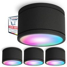 4 Stück CELI-WX Bad Aufbauspot IP44 schwarz Spot Smart WiFi RGB LED GX53 230V