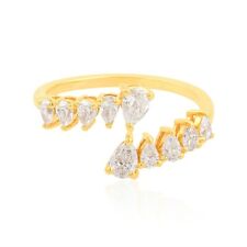 0.9 Karat Echt Si / H Birne Schnitt Diamant Umgehen Ring 18k Gelb Solid Gold