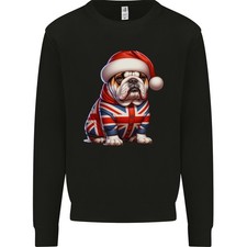 Weihnachten Britische Bulldogge Union Jack Hund Kinder Sweatshirt Pullover