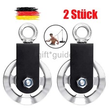 2X Seilrolle mit Kugellager Block Umlenkrollen f. Seile Aluminiumlegierung Ø88