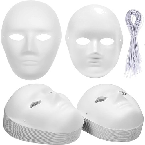 Diy weiße papiermaske 40er - weiße,